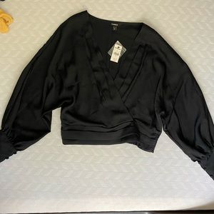 Express slouchy long sleeve crop top